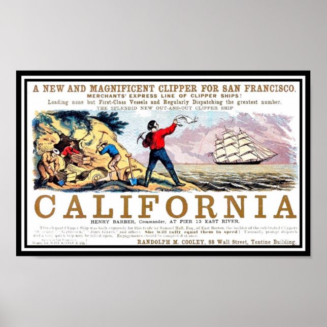 Poster California Clipper or rush Vintage Imprimer (Devant)