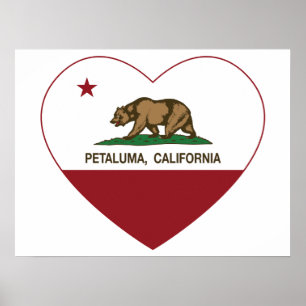 Poster california flag petaluma heart
