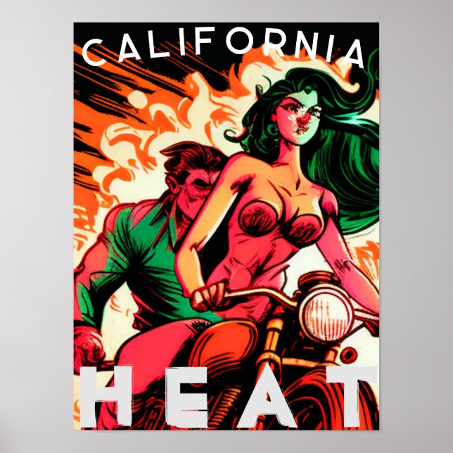 Poster "California Heat" Motorcycle Babe (Devant)