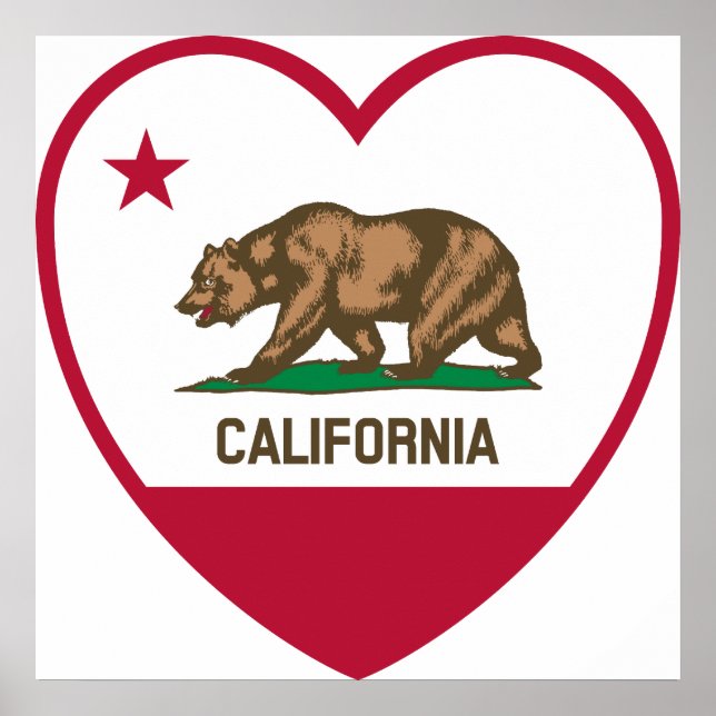 Poster California Love - California Flag Heart (Devant)