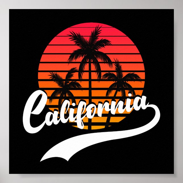 Poster California Retro Sunset (Devant)