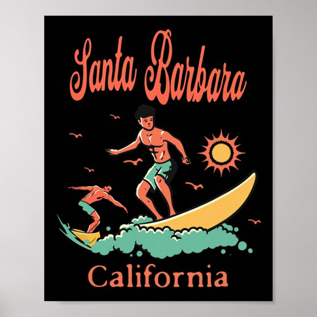 Poster California Santa Rra Ca Surfer Surfing Beach Vacat (Devant)