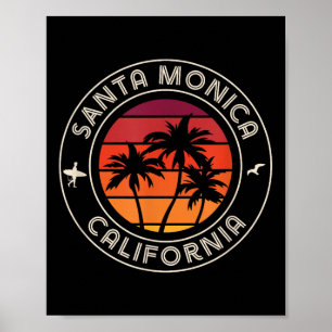 Poster California Sunset Surfer Et Seagull Père Noël Moni