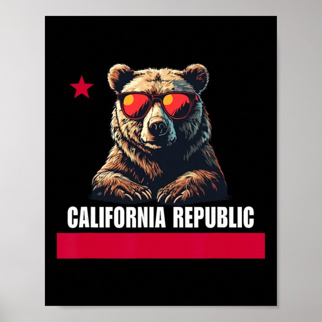 Poster California The Golden State Bear Flag  (Devant)