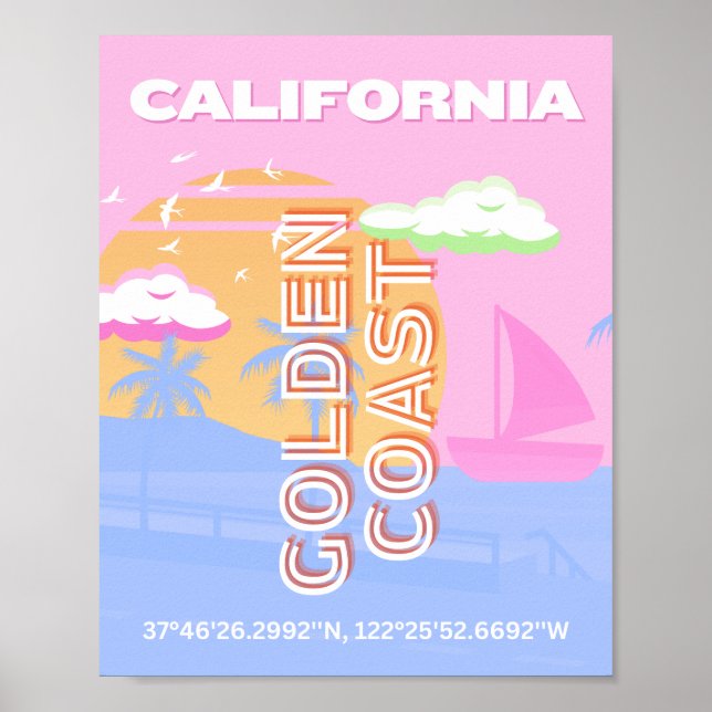 Poster Californie, Art de voyage, Prépa (Devant)