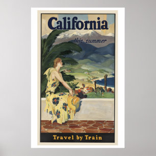 Poster Californie Cet Été Voyage En Train Rétro