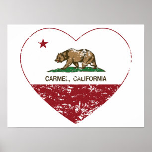 Poster californie drapeau carmel coeur en détresse