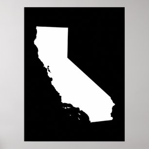 Poster Californie en blanc et noir
