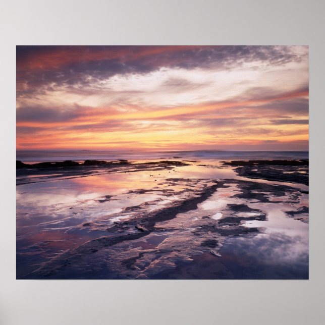 Poster Californie, San Diego, Falaises de coucher de sole (Devant)
