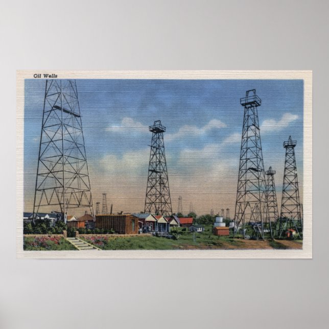 Poster CalifornieVue des puits de pétrole (Devant)