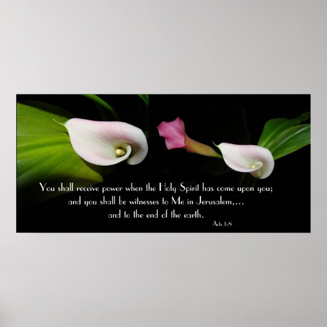 Poster Calla Lily Fleurs Esprit Saint Écriture Imprimer (Devant)