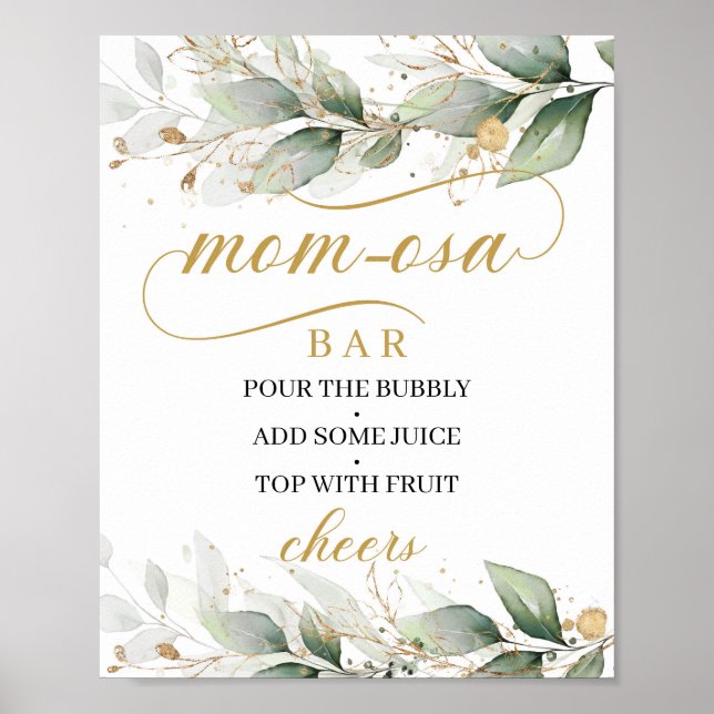 Poster Calligraphie boho eucalyptus or maman osa signe ba (Devant)