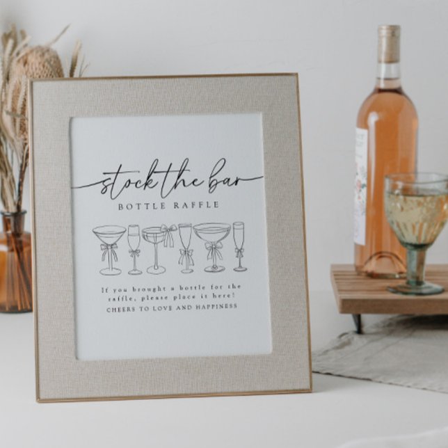 Poster Calligraphie Bow Bow Boissons Stock The Bar Raffle (Créateur téléchargé)