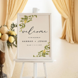 Poster Calligraphie citron Accueil mariage signe d'accuei