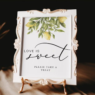 Poster Calligraphie citron L'amour est doux signe Mariage