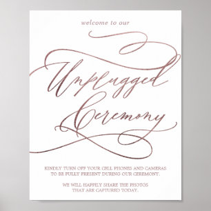Poster Calligraphie d'or romantique Rose Cérémonie débran