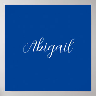 Poster Calligraphie Elégant Bleu Blanc Plaine Nom simple