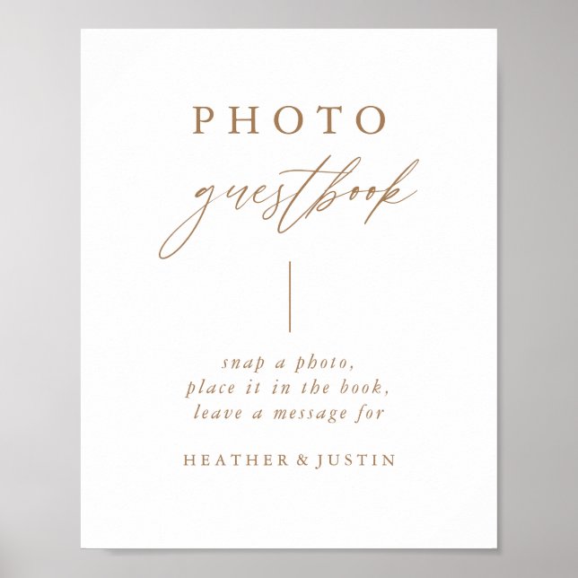 Poster Calligraphie Gold Mariage photo signe du livre d'o (Devant)