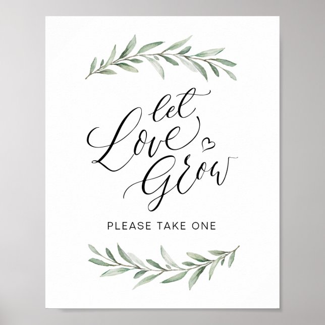 Poster Calligraphie "Let Love Grow" Verdure rustique (Devant)