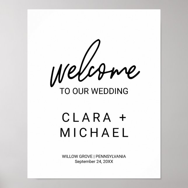 Poster Calligraphie lunaire Mariage de bienvenue (Devant)