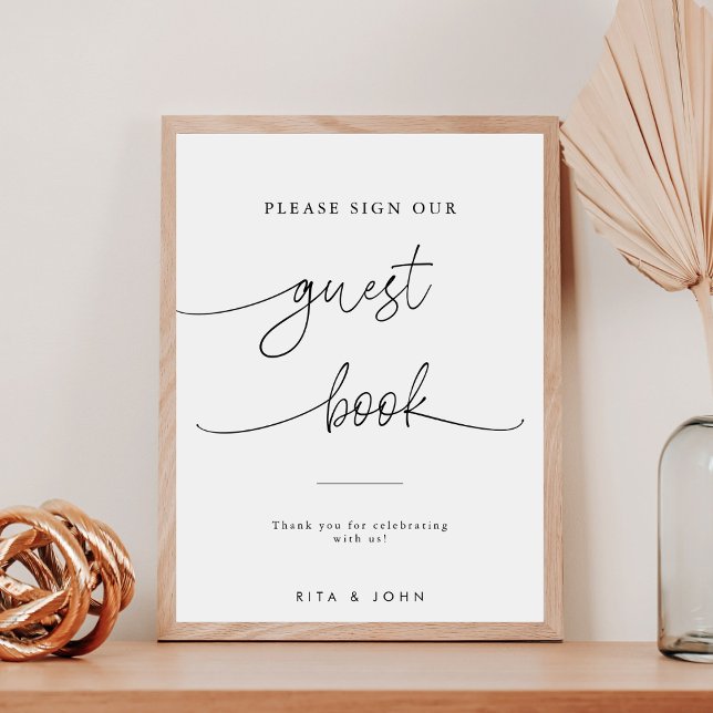 Poster Calligraphie Mariage S'il vous plaît signer notre  (Créateur téléchargé)