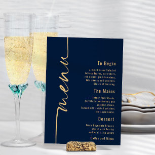 Poster Calligraphie Marine Blue Gold Mariage Menu
