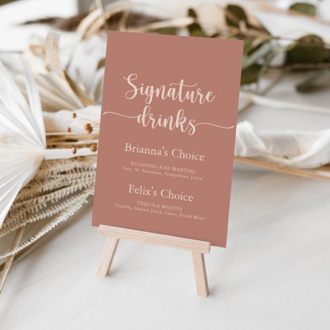 Poster Calligraphie minimaliste Terracotta Signature Bois (Créateur téléchargé)