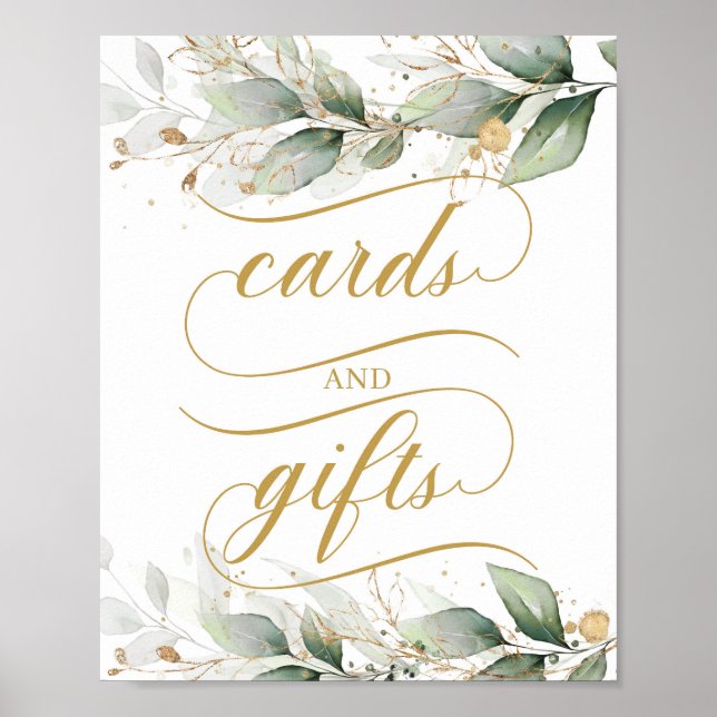 Poster Calligraphie moderne eucalyptus cartes et signes c (Devant)