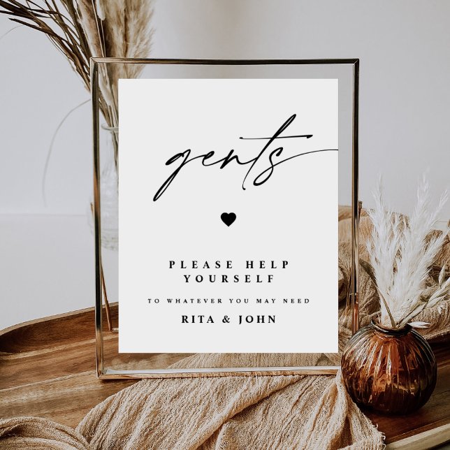 Poster Calligraphie moderne Gents Salle de bain Mariage S (Créateur téléchargé)