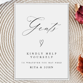 Poster Calligraphie moderne Gents Salle de bain Mariage S