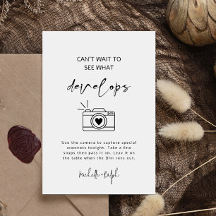 Poster Calligraphie Moderne Mariage Disposable Caméra Sig