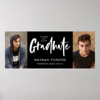 Calligraphie moderne Noir Deux Photo Graduation
