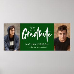 Poster Calligraphie moderne Vert Deux photo Graduation