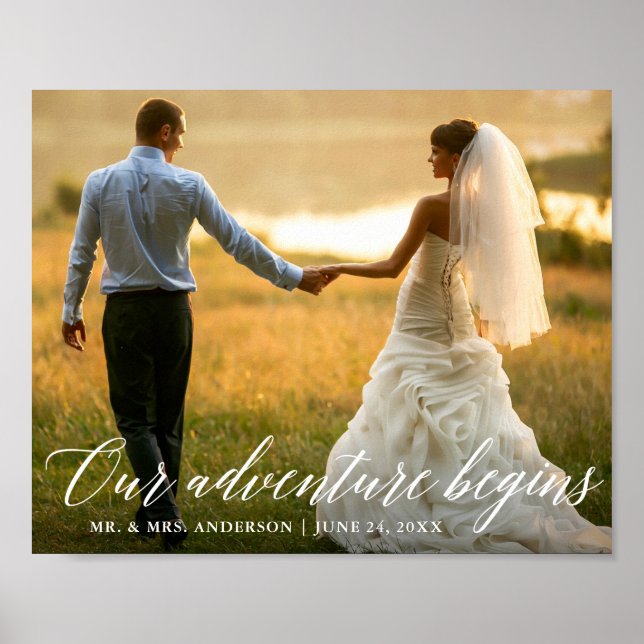 Poster Calligraphie Notre aventure commence Photo Mariage (Devant)