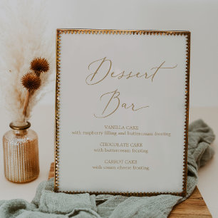 Poster Calligraphie Or Délicate Cream Dessert Bar