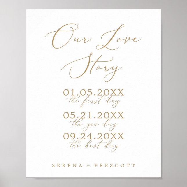 Poster Calligraphie Or délicate Notre Mariage d'histoire  (Devant)