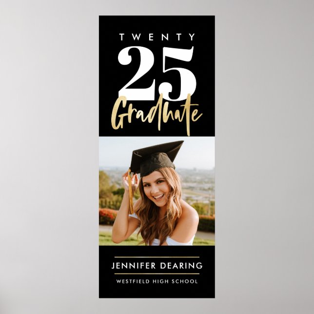 Poster Calligraphie Or Moderne Photo Pos de Graduation No (Devant)