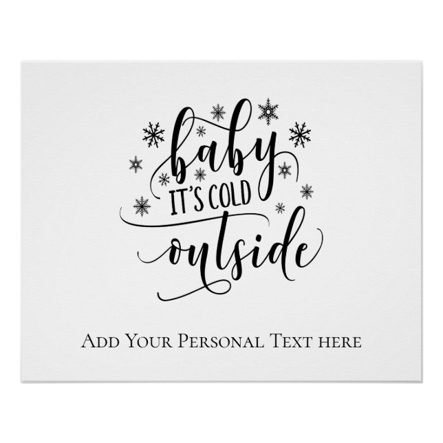 Poster Calligraphie personnalisée Bébé Il fait froid deho (Devant)