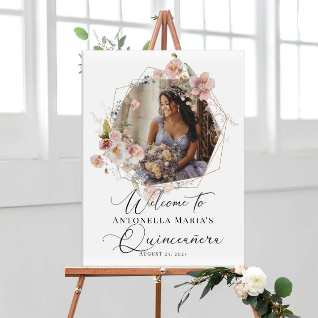 Poster Calligraphie Quinceanera photo bienvenue (Créateur téléchargé)