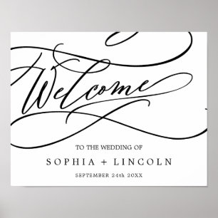 Poster Calligraphie romantique Mariage de bienvenue