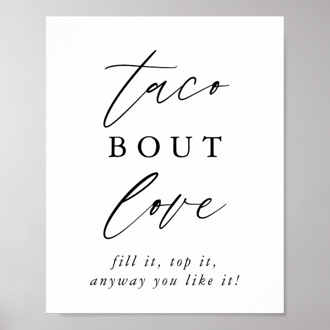Poster Calligraphie rustique Taco Bout Love Taco Bar Sign (Devant)