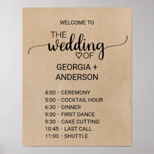 Poster Calligraphie simple Faux Kraft Ordre des événement