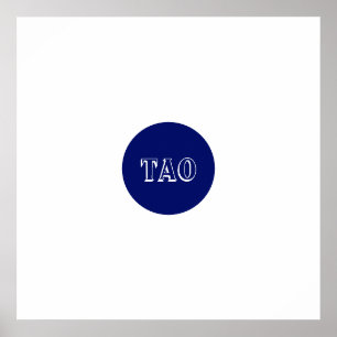 Poster Calligraphie taoïste bleue et blanche élégante