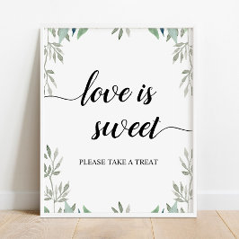 Poster Calligraphie verte Mariage L'amour est doux signe
