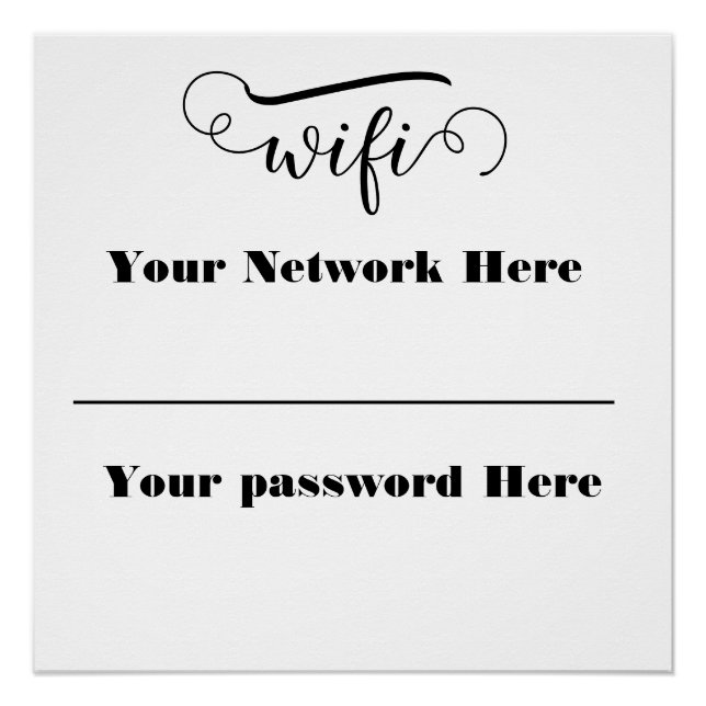 Poster calligraphy wifi password pedestal sign (Devant)