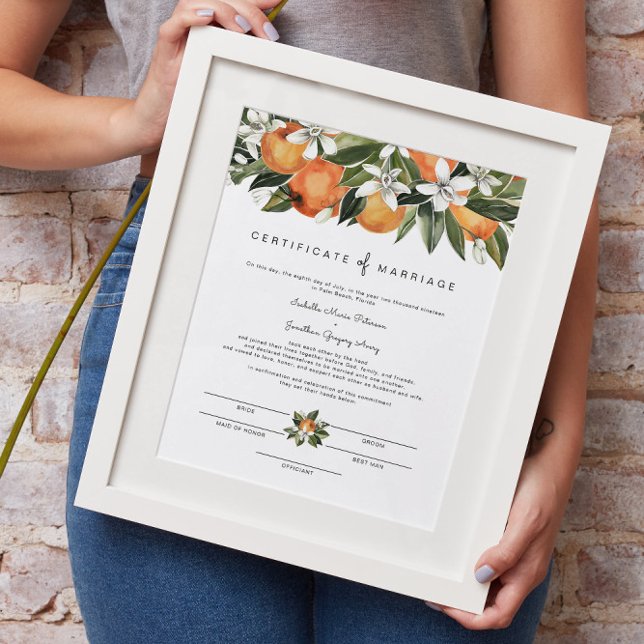 Poster Calliope - Certificat de mariage Orange Blossom (Créateur téléchargé)