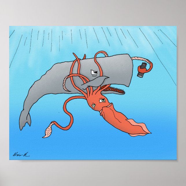 Poster Calmar contre baleine (Devant)