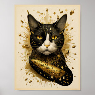 Poster Calmez-vous et nourrissez le chat Art