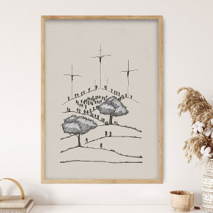 Poster Calvaire, Vieille Croix Rugueuse, Crucifixion, Art