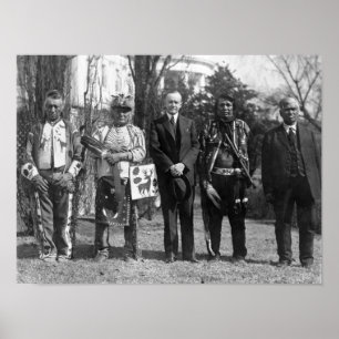 Poster Calvin Coolidge avec la photographie d'Indiens